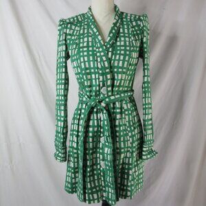 CAbi Circuit Jacket Blazer Linen Green White Style #6025 Belted Size XS